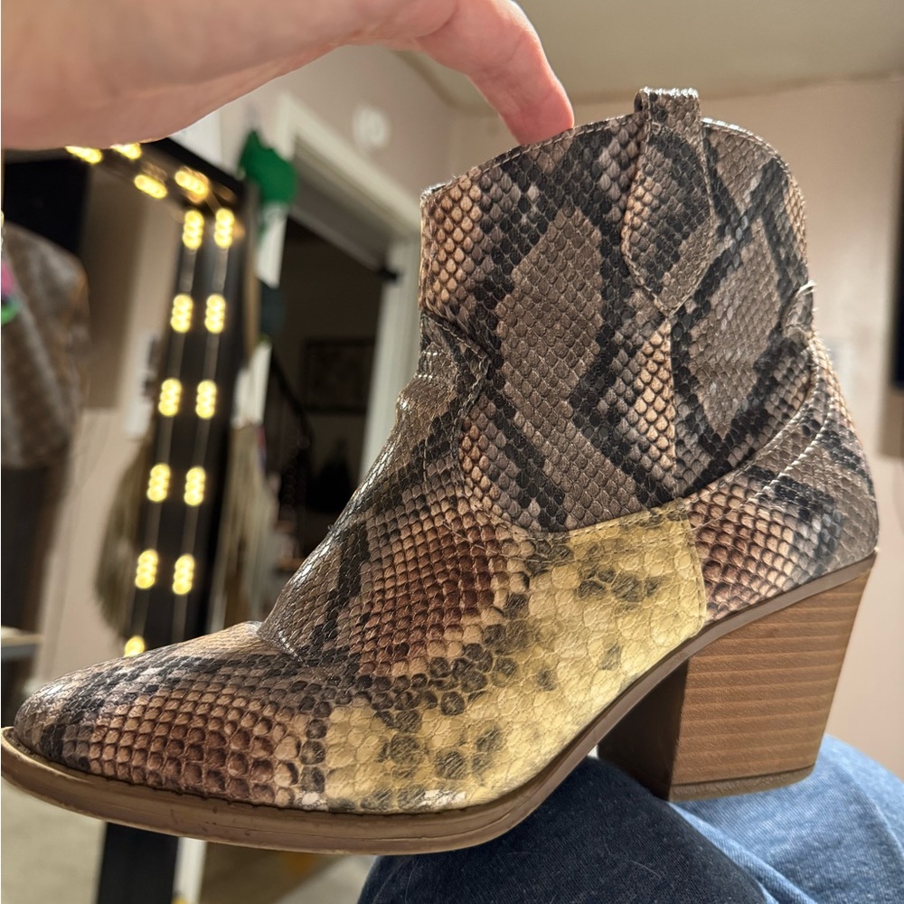 Sugar Tarah Snakeskin Pattern Ankle Booties View 2